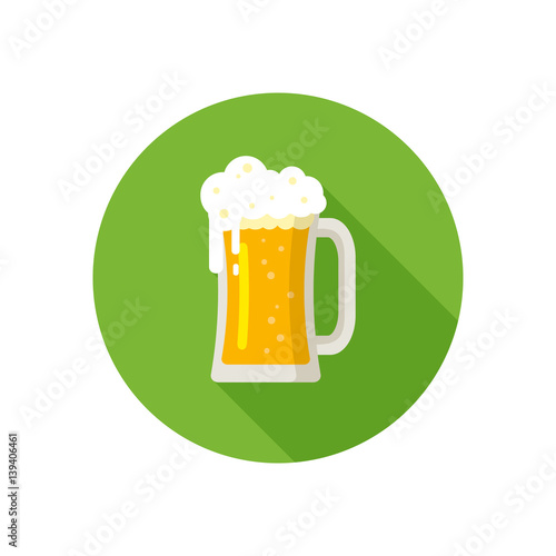 Big mug of golden beer. Isolated on a colored background.