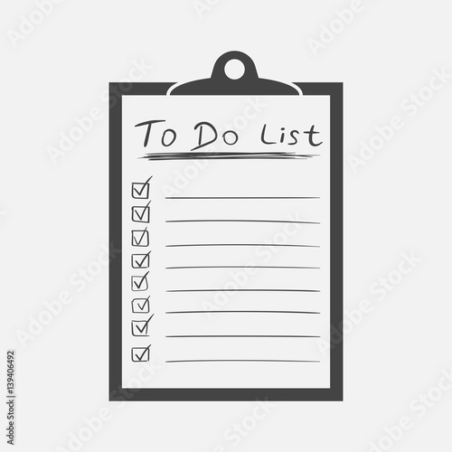 To do list icon with hand drawn text. Checklist, task list vector illustration in flat style on white background.