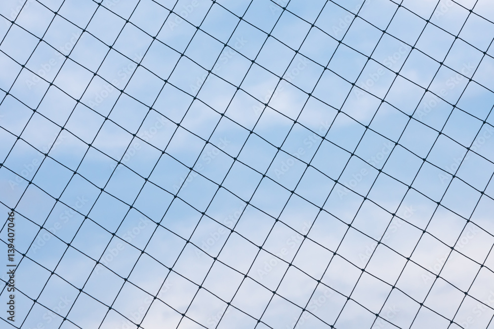 network for football goal on blue background of sky network for football goal on blue background of sky