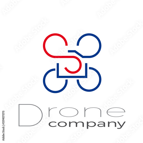Abstract sign drone driver, quadrocopter with camera and action cam, vector icon
