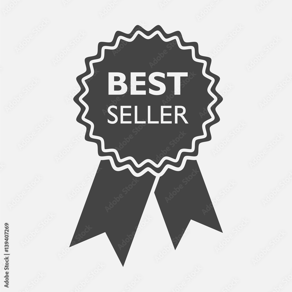 Best seller ribbon icon. Medal vector illustration in flat style on white background.