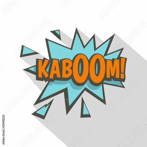 Kaboom  comic text sound effect icon  flat style