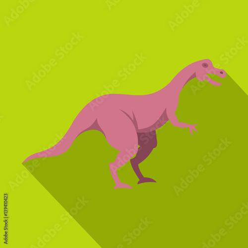 Pink hypsilophodon dinosaur icon  flat style