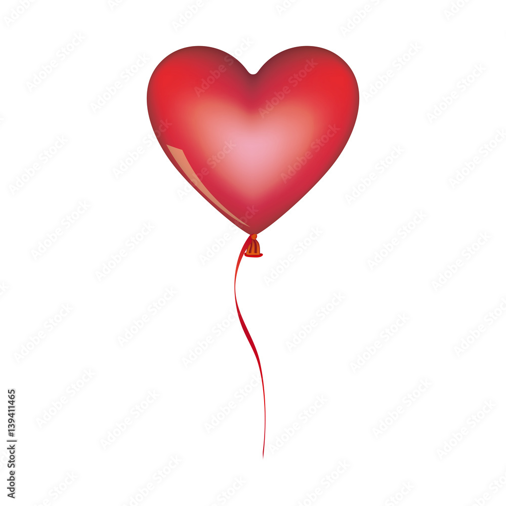 red heart shape balloon with ribbon vector illustration red heart shape balloon with ribbon vector illustration
