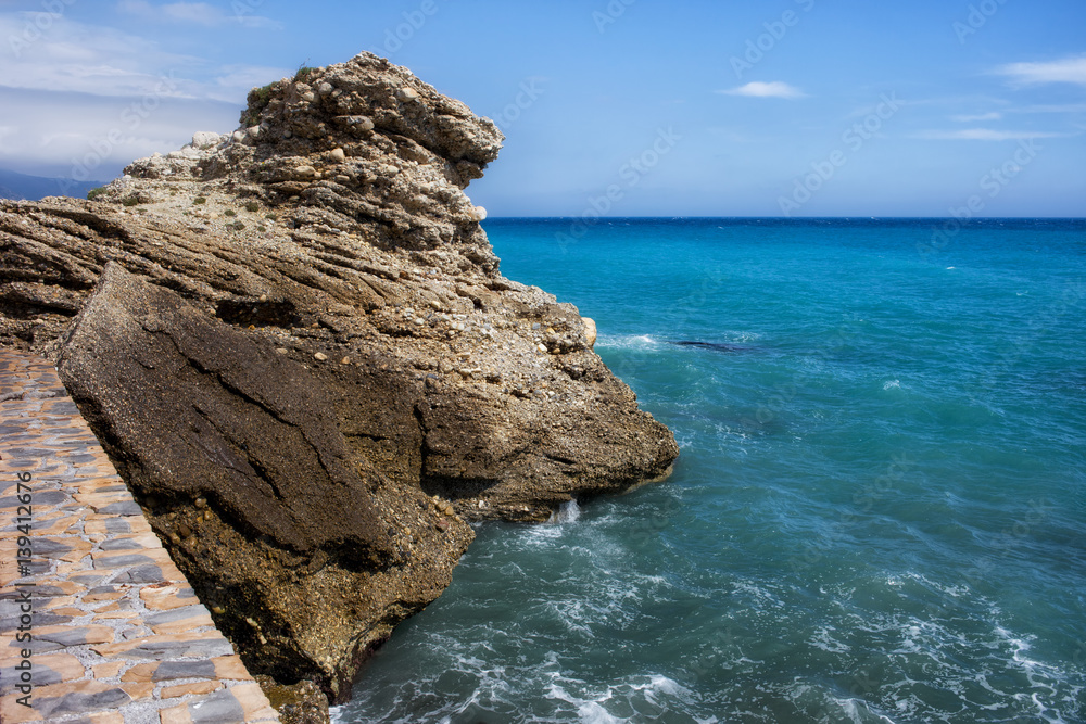 Rock at Mediterranean Sea in Nerja