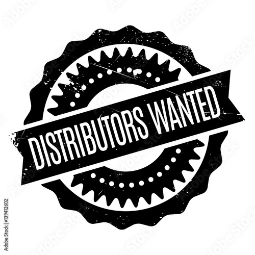 Distributors Wanted rubber stamp. Grunge design with dust scratches. Effects can be easily removed for a clean, crisp look. Color is easily changed.