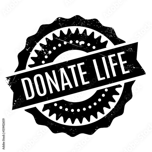 Donate Life rubber stamp. Grunge design with dust scratches. Effects can be easily removed for a clean, crisp look. Color is easily changed.