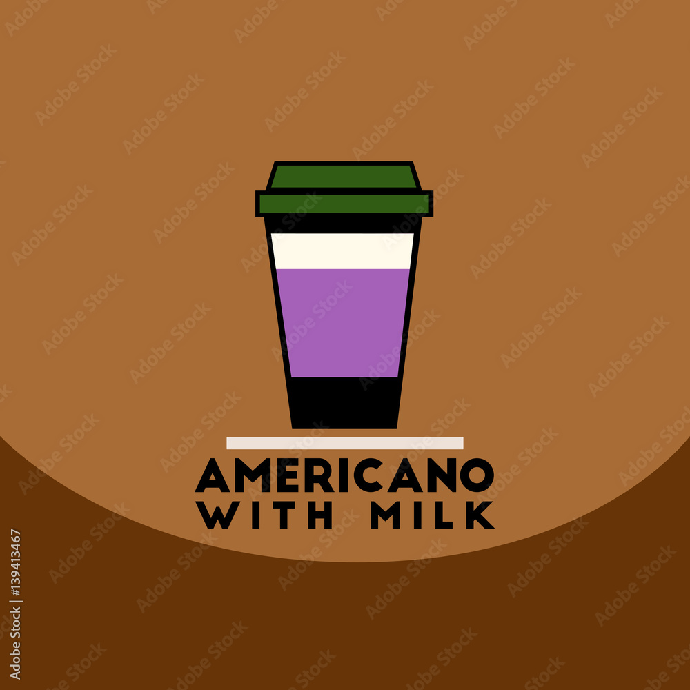 flat vector icon design collection americano with milk flat vector icon design collection americano with milk