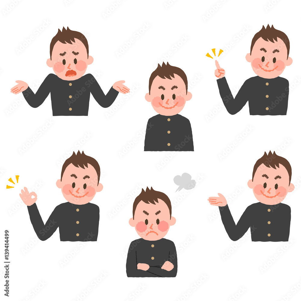 illustration of various facial expressions of a boy illustration of various facial expressions of a boy
