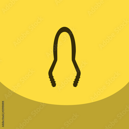 Flat icon with dark shadow forceps for hookah charcoal. Hookah accessories, vector illustration