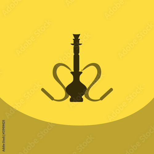 Flat icon with dark shadow hookah and hookah accessories, vector illustration