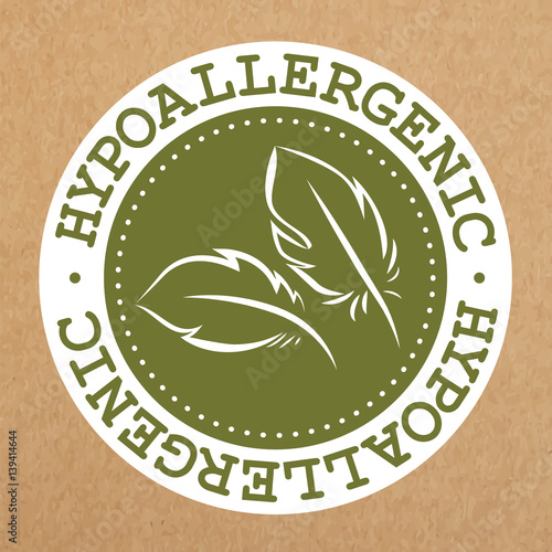 Hypoallergenic green label, badge with leaves for allergy safe products, isolated vector object
