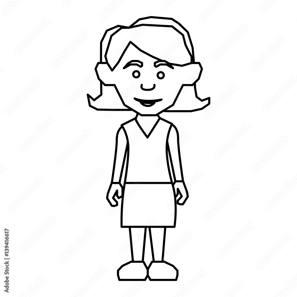 sketch silhouette teenager with short hair and skirt vector illustration