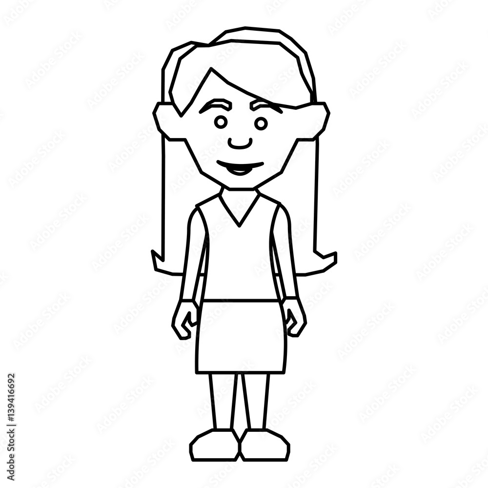 sketch silhouette picture teenager with long hair and skirt vector illustration sketch silhouette picture teenager with long hair and skirt vector illustration
