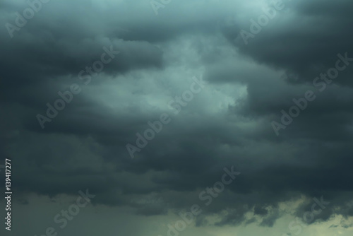 Dark sky and black clouds before rainy, Dramatic black cloud and thunderstorm