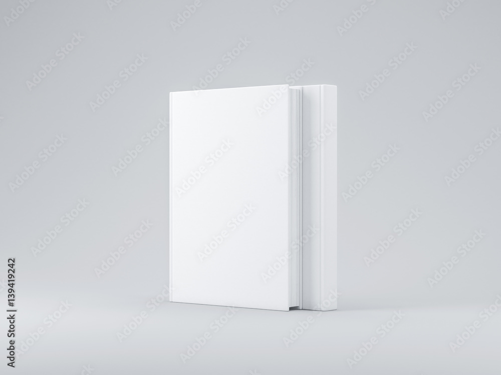 Two white blank Book mockup with textured cover on gray background, 3d rendering Two white blank Book mockup with textured cover on gray background, 3d rendering