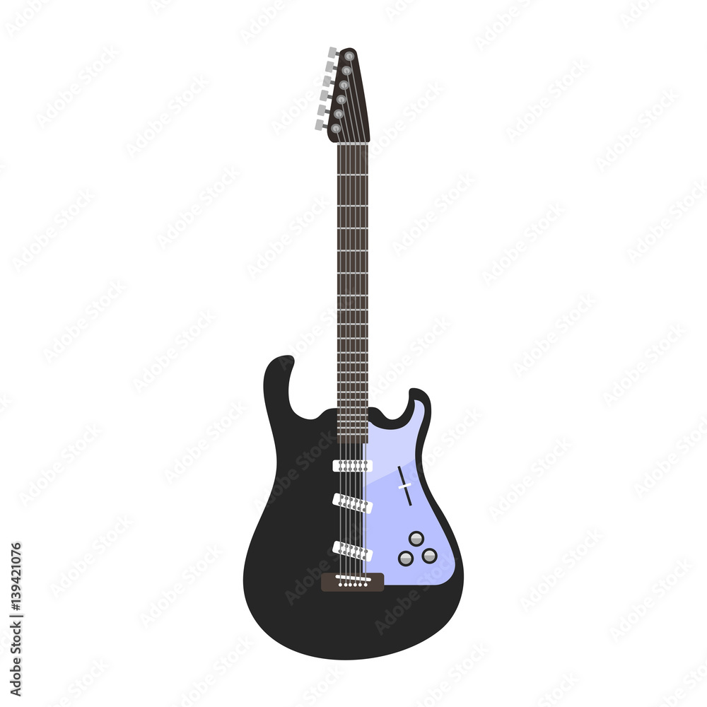 Guitar icon stringed electric musical instrument classical orchestra art sound tool and acoustic symphony stringed fiddle wooden vector illustration.