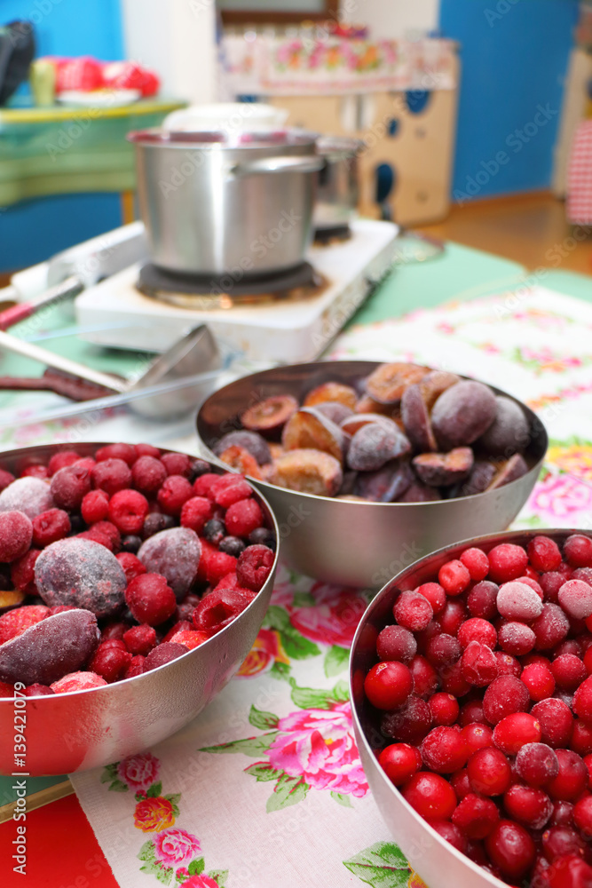 Jam from frozen cherries and plums Jam from frozen cherries and plums
