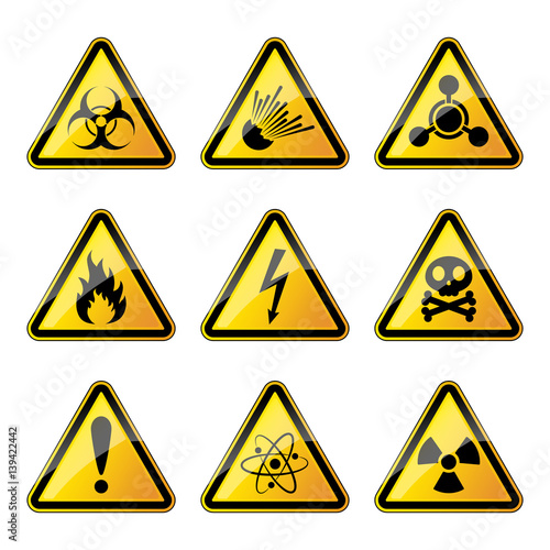 Set of warning danger signs. Vector illustration.