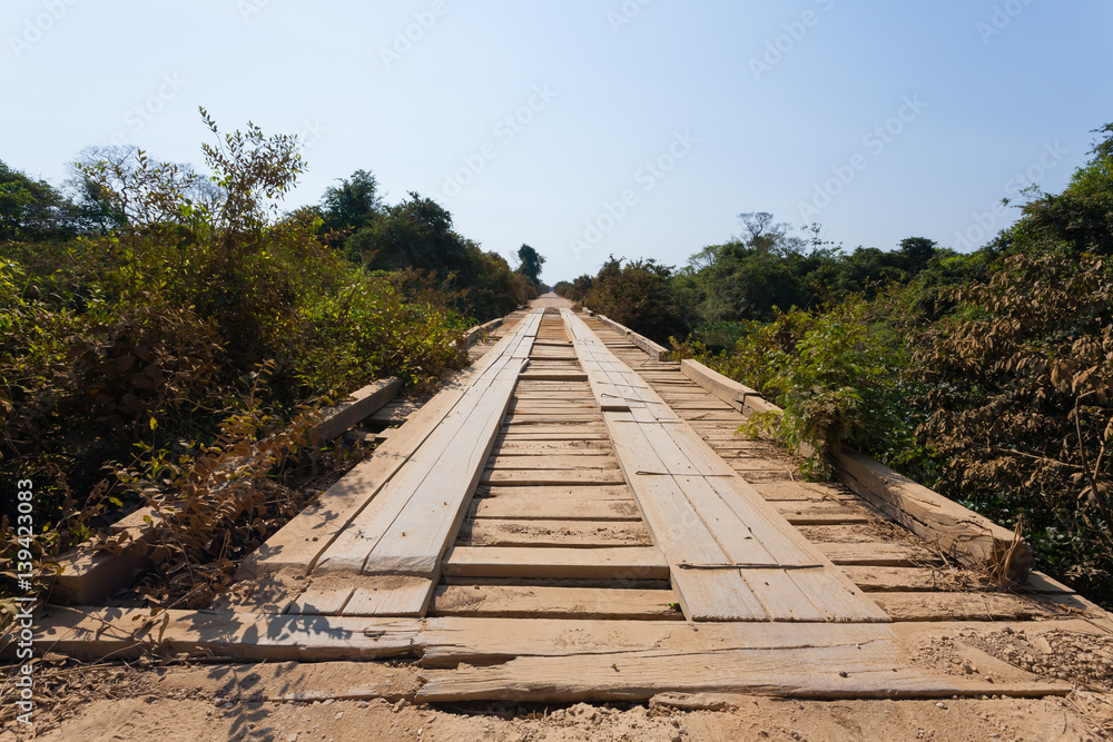 Wooden bridge along Transpantaneira road, Brazil