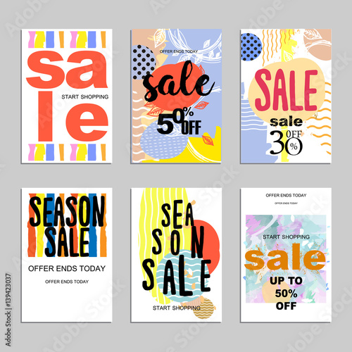 Sale website banners design set. Sale tag. Sale promotional material vector illustration. Design for social media banner, poster, email, newsletter, ad, leaflet, placard, brochure, flyer, web sticker