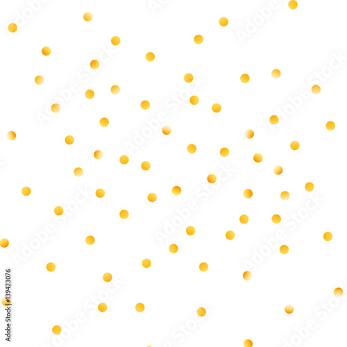 Polka dot confetti. Gold glitter circles with nice gold watercolor texture