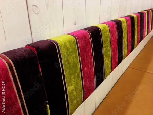 Bright upholstery in cafe