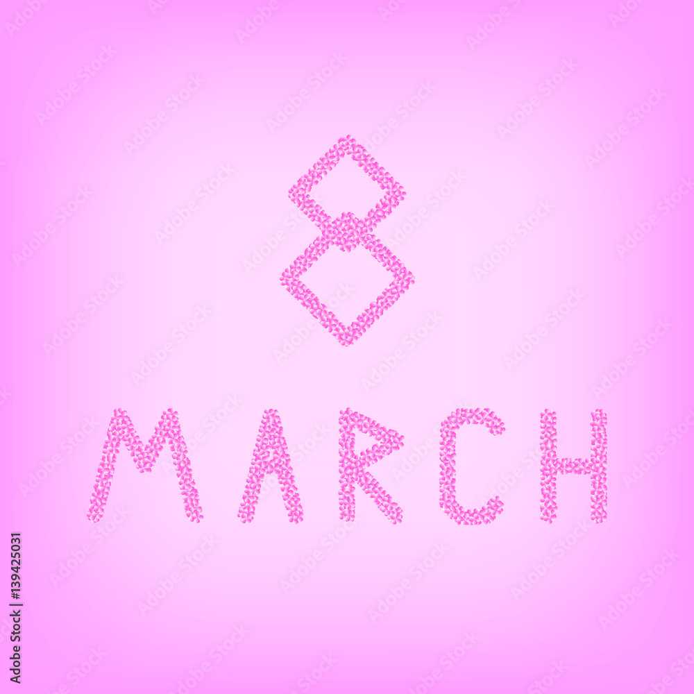 8 March Women's Day. holiday poster, banner. abstract petals. pink background. vector illustration 8 March Women's Day. holiday poster, banner. abstract petals. pink background. vector illustration