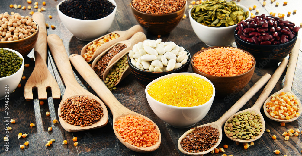 Composition with variety of vegetarian food ingredients Composition with variety of vegetarian food ingredients
