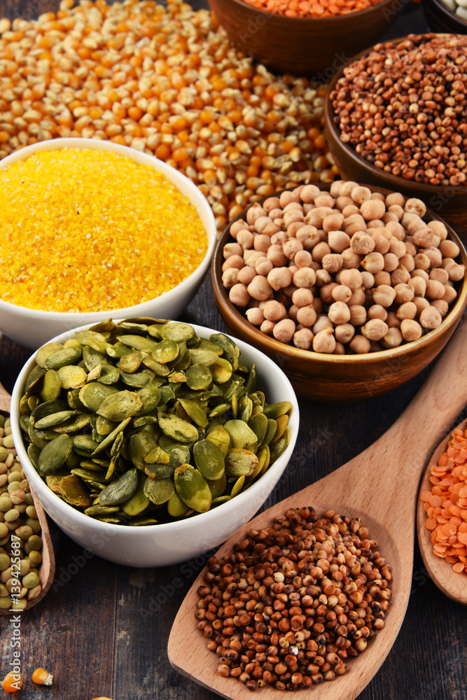 Composition with variety of vegetarian food ingredients Composition with variety of vegetarian food ingredients