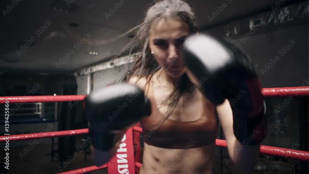 Young beautiful girl persistently stalled in camera in the ring Young beautiful girl persistently stalled in camera in the ring