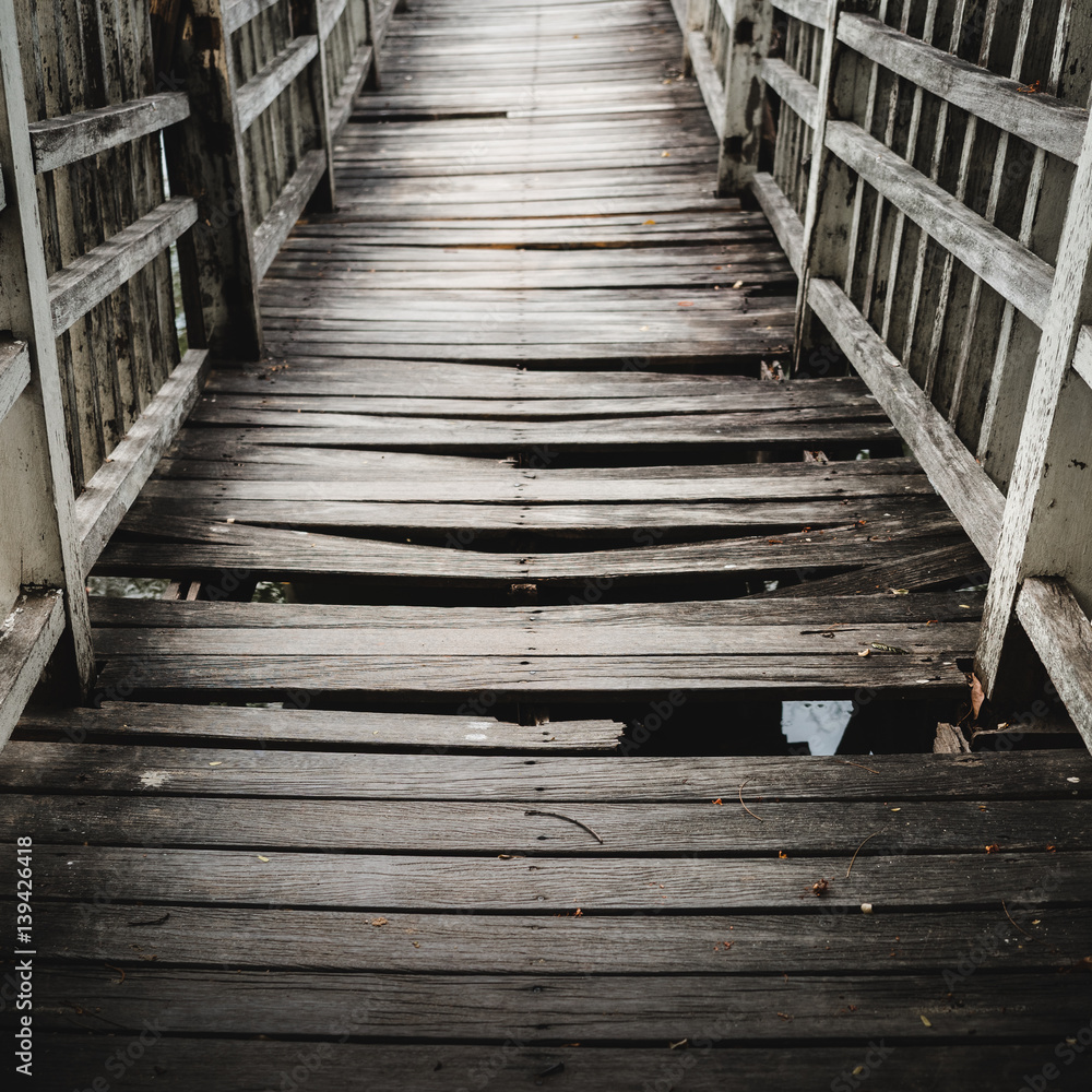 custom made wallpaper toronto digitalOld and broken wooden bridge path across the lake/river, selective focus