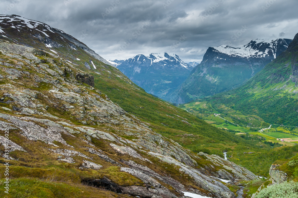 Norwegian landscape on the way from Geiranger to Djupvatnet.  More og Romsdal county, Norway
