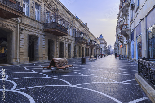 Photography Central street in Baku early in the morning.Azerbaijan