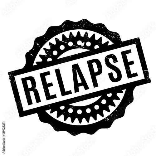 Relapse rubber stamp. Grunge design with dust scratches. Effects can be easily removed for a clean, crisp look. Color is easily changed.