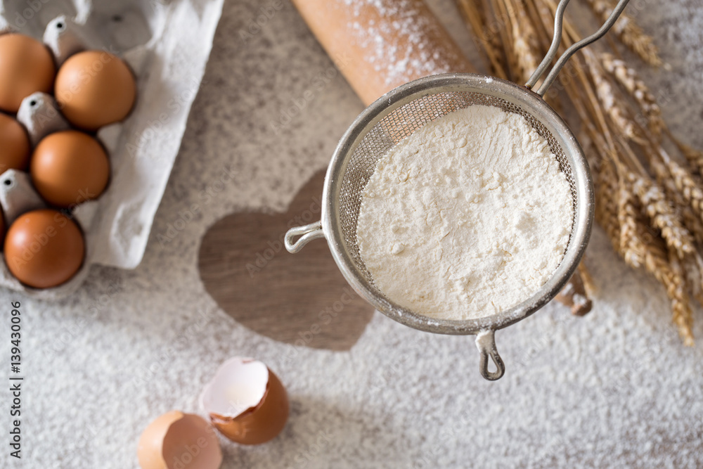 Baking and cooking concept - baking ingredients. Baking and cooking concept - baking ingredients.