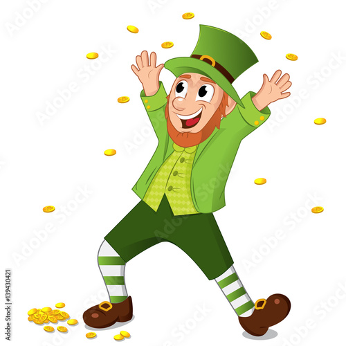 Funny cartoon leprechaun for saint patrick day. Vector