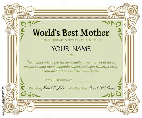 World's best mother diploma