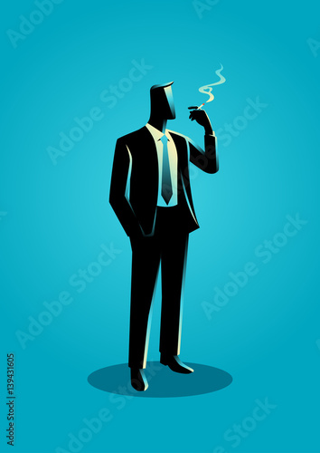 Illustration of a businessman smoking