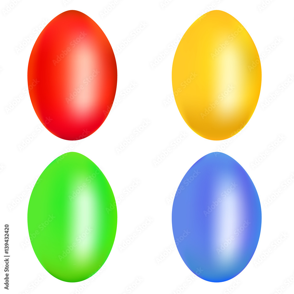 Set of colorful Easter eggs isolated over the white background Set of colorful Easter eggs isolated over the white background