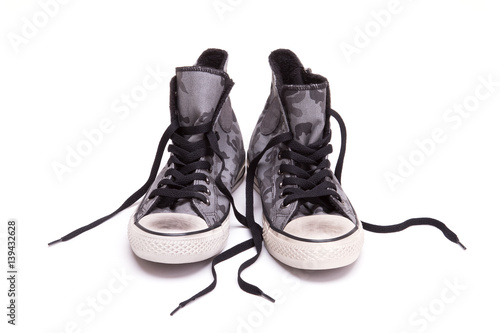 Vintage sneakers on a white background