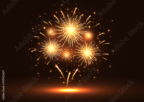 Bright fireworks on dark background