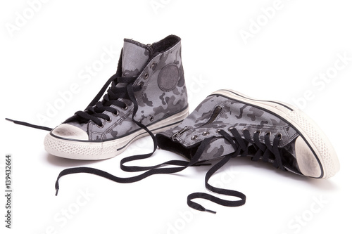 Vintage sneakers on a white background