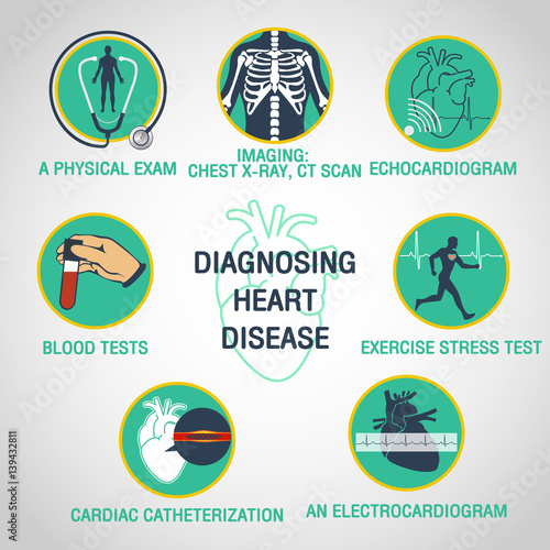 diagnosing heart disease vector logo icon design infographic
