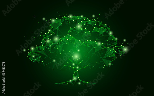 consisting of points, lines, and shapes in the form of tree