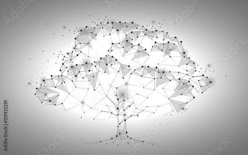 consisting of points, lines, and shapes in the form of tree