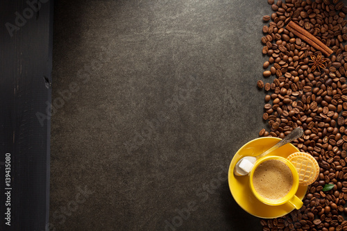 cup of coffee and beans background