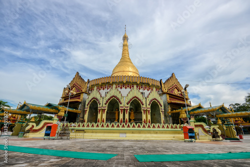 Kaba aye Pagoda famous place in Yangon, Myanmar with clear blue sky.