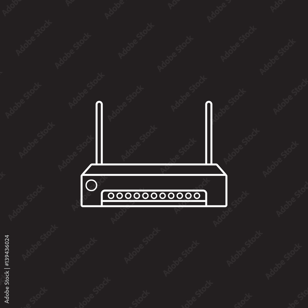 router line icon, outline vector logo illustration, linear pictogram isolated on black router line icon, outline vector logo illustration, linear pictogram isolated on black
