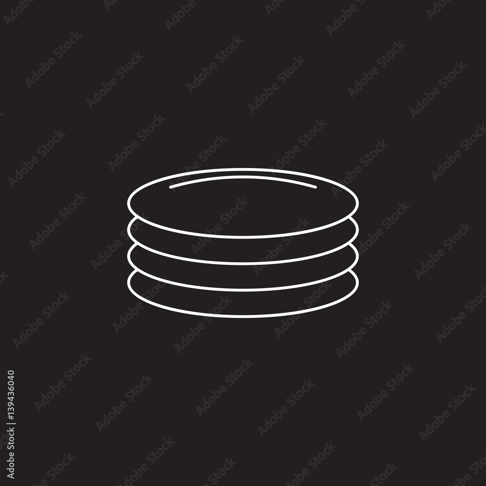 plates, dishes line icon, outline vector sign, linear pictogram isolated on black. logo illustration plates, dishes line icon, outline vector sign, linear pictogram isolated on black. logo illustration